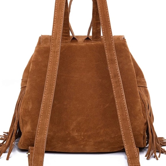 Vegan Suede Western Fringe Backpack - Picture 6 of 12